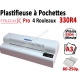 Plastifieuse à Pochettes A3 Pro - 4 Rouleaux + Plaque chauffante 330R4 FALCONK Machine à Plastifier