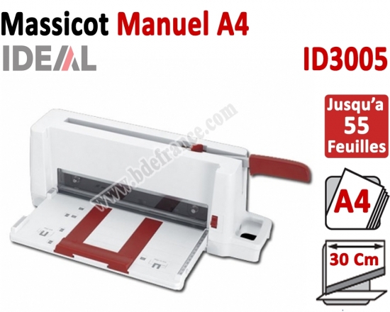 Massicot Manuel formats A5 à A4 - Capacité de coupe : 55 feuilles ID3005 IDEAL N°1 Massicots