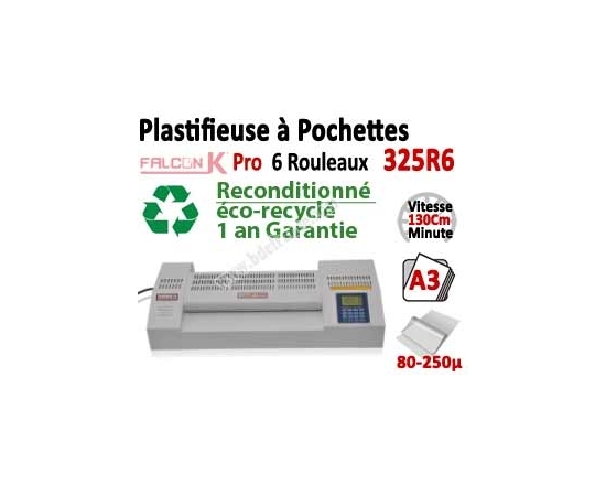 Plastifieuse à Pochettes A3 Pro - 6 Rouleaux reconditionné 325R6OCCAS FALCONK Machine à Plastifier