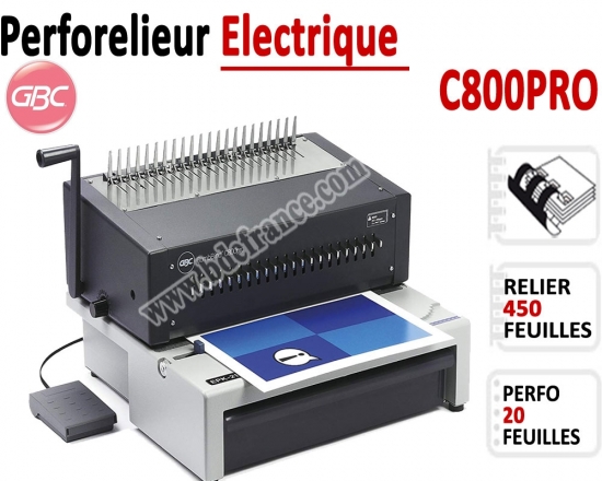 Perforelieur Electrique 20 Pages GBC - Anneaux Plastiques,Relier 450 feuilles C800PRO GBC Perforelieuses électrique anneaux p...