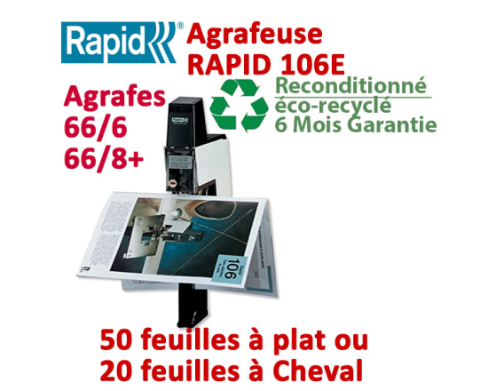 Agrafeuse à plat électrique - A plat 50 feuilles à Cheval 20 feuilles reconditionné RAPID106OCCASION  RAPID Accueil