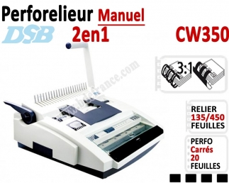 Perforelieur Manuel 20 feuilles A4 - Anneaux Plastique & 3:1 Métalliques
