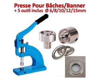 Presse Pour Bâches /Banner - 5 outils inclus de Ø 6/8/10/12/15mm T3 FALCONK Presse Pour Bâches