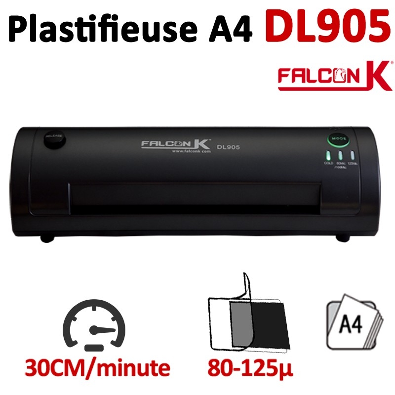 La Plastifieuse DL905 FALCONK A4 A5, 2 rouleaux vitesse 30 Cm/Minute
