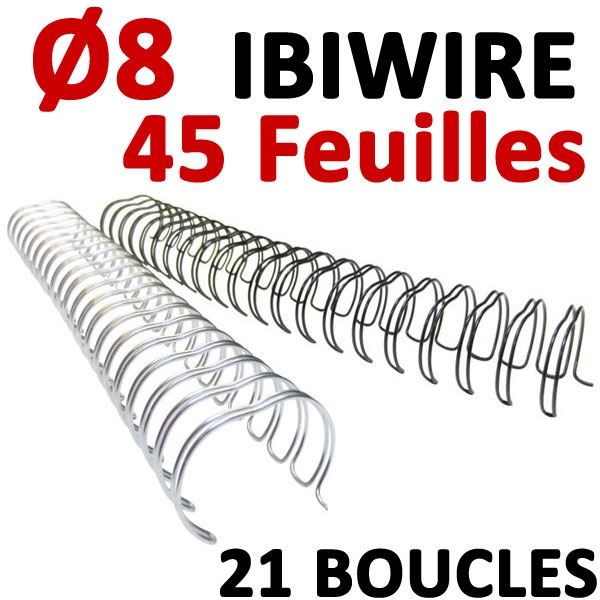 Ø 8mm de 25 à 45 feuilles # IBIWIRE Pas Anneaux Plastique  (21 Boucles  ) #Boite de 100pcs