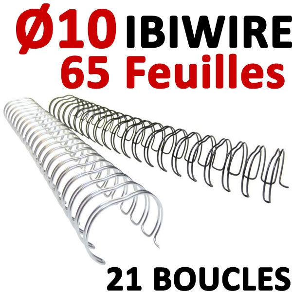 Ø 10mm de 45 à 65 feuilles#  IBIWIRE Pas Anneaux Plastique  (21 Boucles  ) #Boite de 100pcs