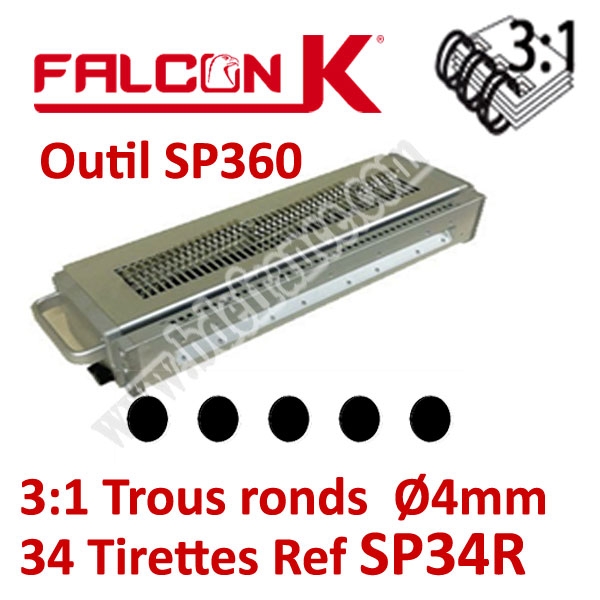 @Bloc-outil anneaux métalliques Pas 3:1 pour SP360# Pas 3:1 rond 34 trous ronds pour relier de 2 à 120 feuilles  #REF SP34R