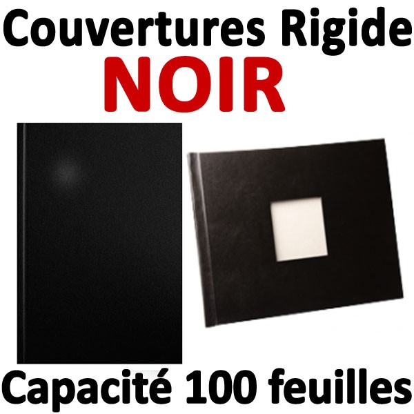 Couvertures NOIRE#BOOXTER Dos 10MM #Interieur Noir Par 10pc
